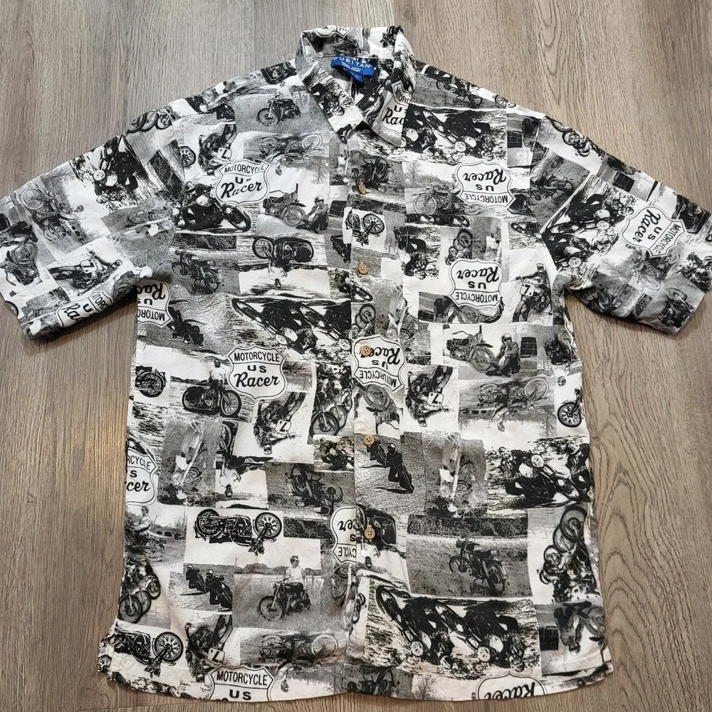 Vintage Puritan Men's Hawaiian Shirt Button up Motorcycle US Racer Sze M
